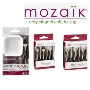 MOZAIK 144 PIECE MINI Disposable Plates Forks Spoons Appetizer Tasting Party